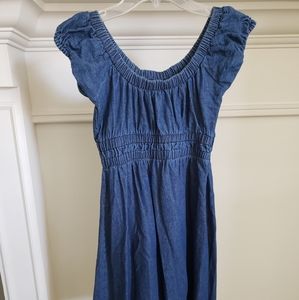 VINTAGE Denim Off Shoulder Blue Jean Dress